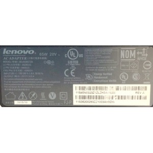 CARGADOR / ADAPTADOR DE FUENTE DE ALIMENTACION LENOVO / NUMERO DE PARTE ADLX65NCT2A / 36200293 / 45N0323 / 45N0324 / 73.26WH / 0.12WH / ENTRADA VCA 100-240V~1.8A / 50-60HZ / SALIDA VCD 20V⎓3.25A / MODELO ADLX65NCT2A